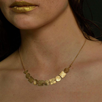 Collar de plata chapado oro y bolas esmeralda verde | 000720717