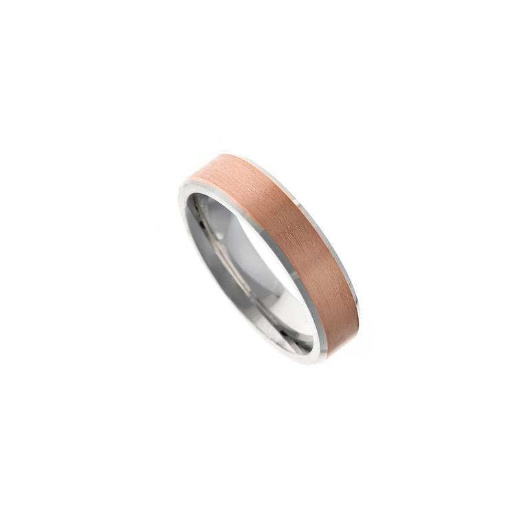 Anell per a home de plata rodi xapat or rosa | ANPL720265