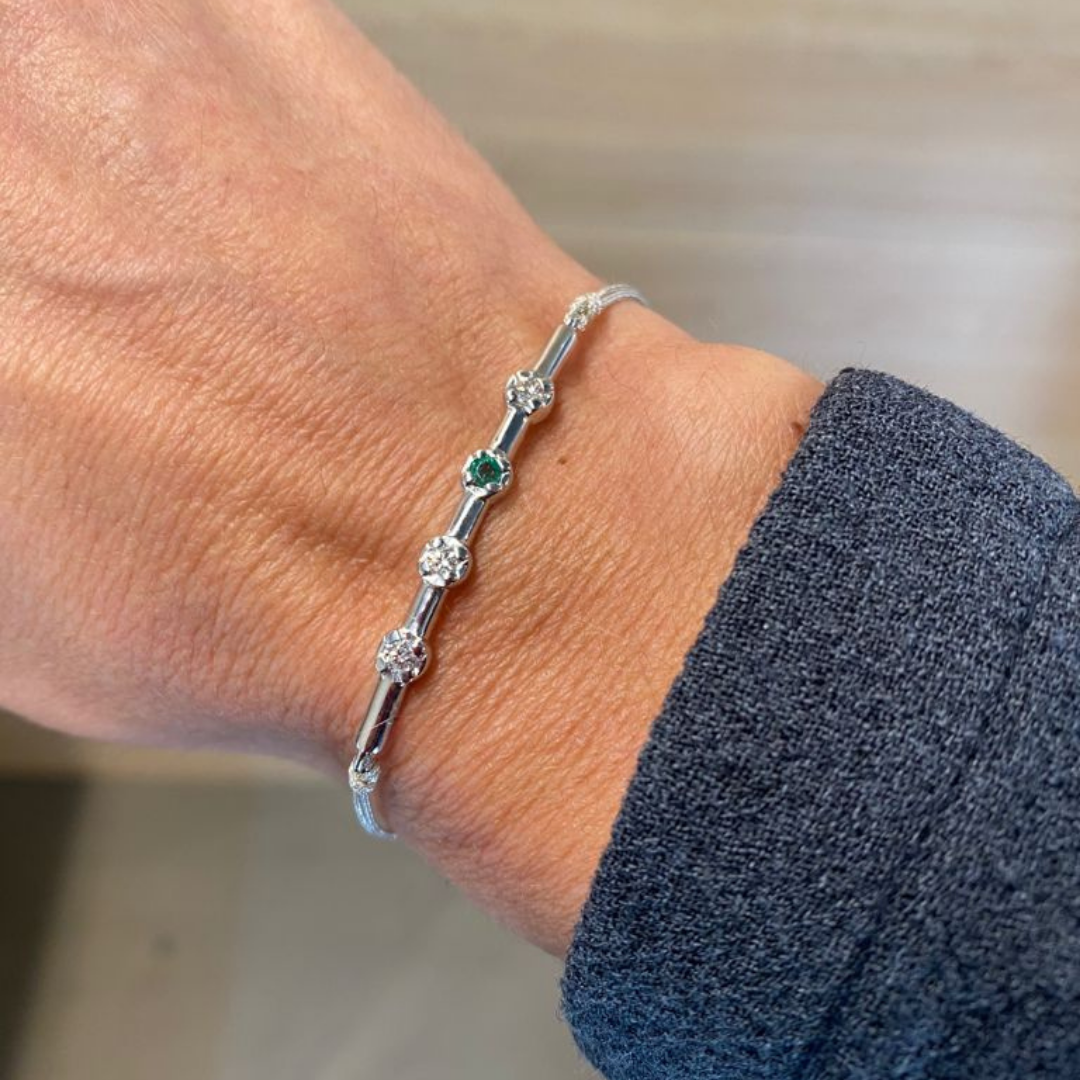 PULSERA ORO BLANCO Y DIAMANTES