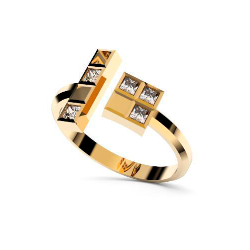 Anell obert or groc i diamants