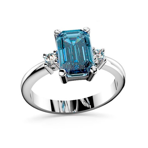 Anillo oro blanco con aguamarina