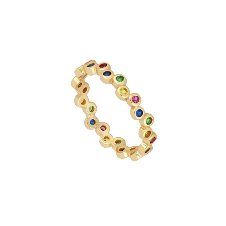 anell plata banyat en or i circonites multicolor | ANOR530030