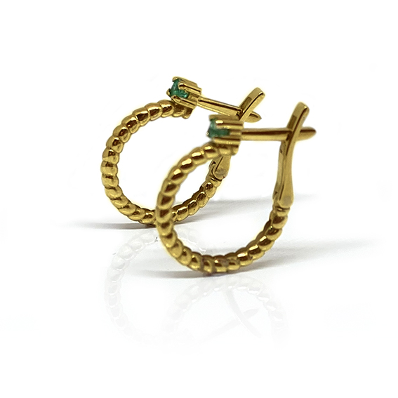 Pendientes oro amarillo con esmeralda