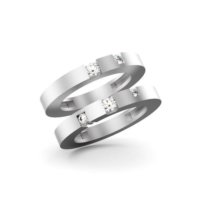 Anell or blanc i diamants