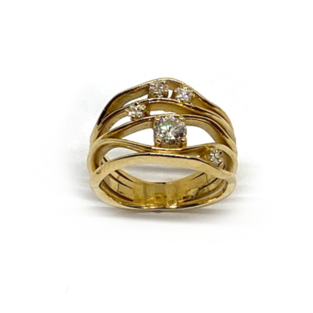 ANELL OR GROC I DIAMANTS 