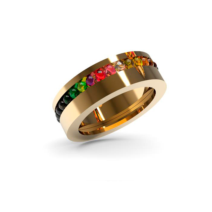Anillo oro amarillo con turmalinas