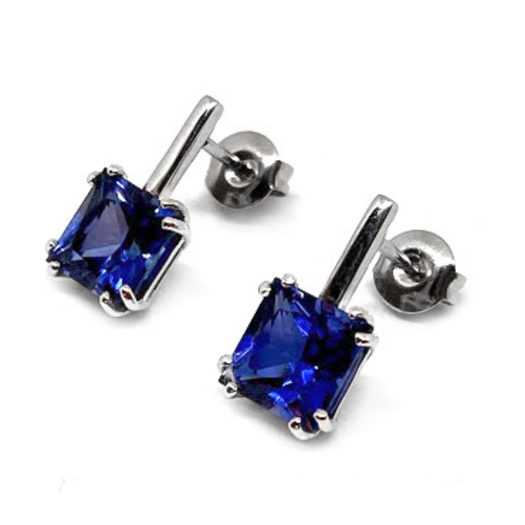 PENDIENTES ORO BLANCO CON ZAFIRO