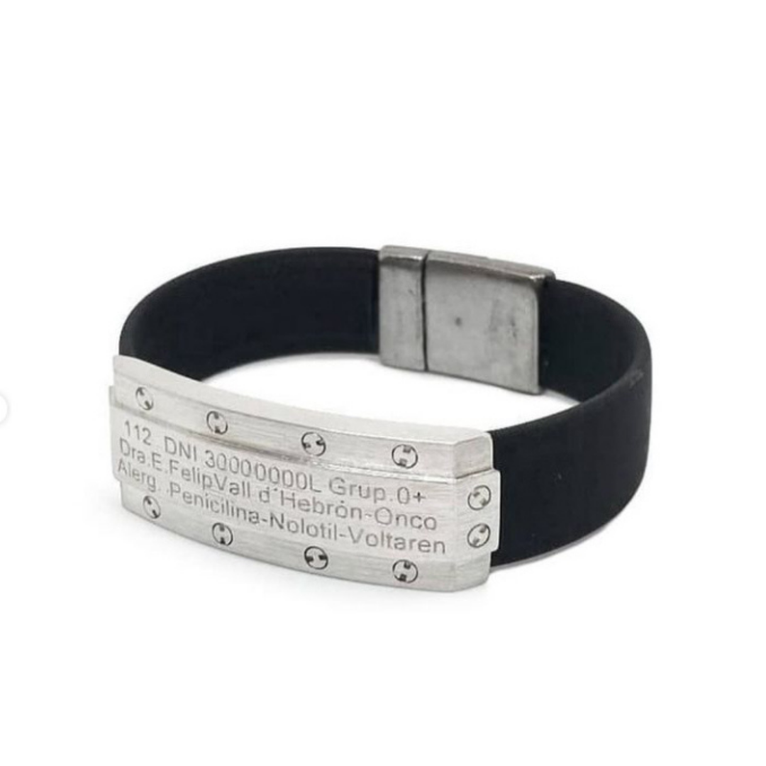 PULSERA PLATA DE LEY CON CAUCHO