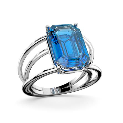 Anillo oro blanco con aguamarina