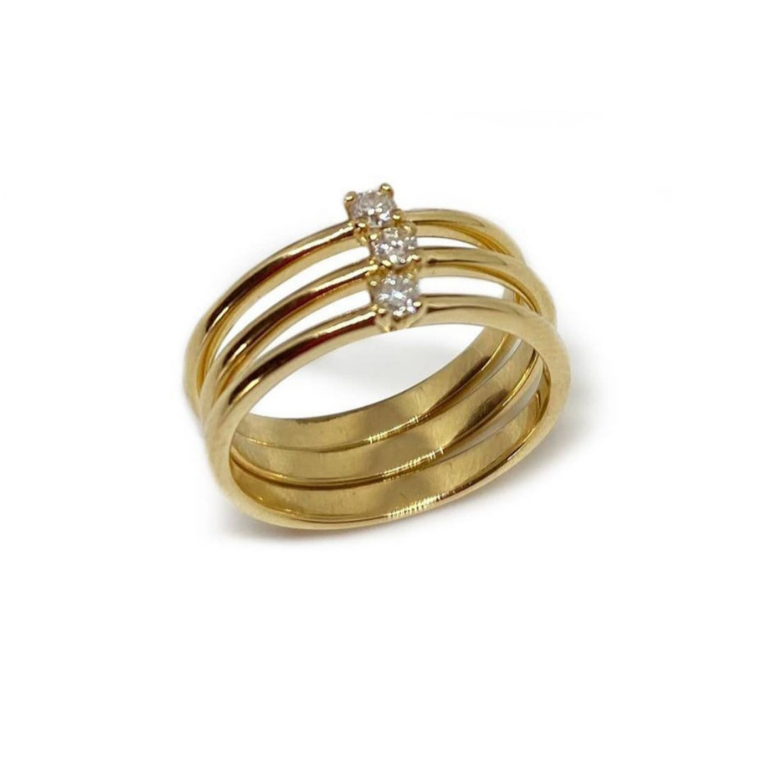 Tres anells or blanc amb diamant