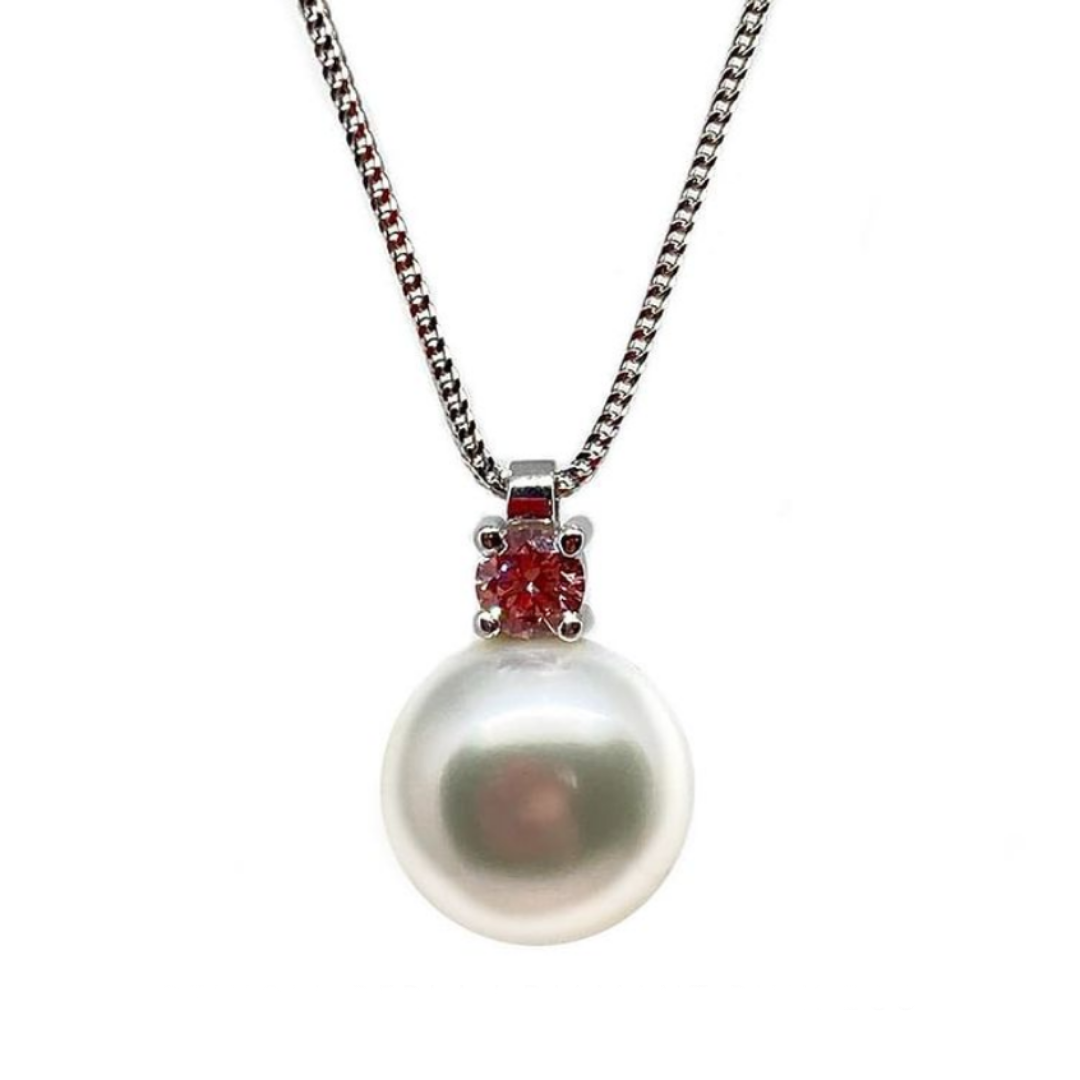 COLGANTE PERLA AUSTRALIANA CON DIAMANTE PINK